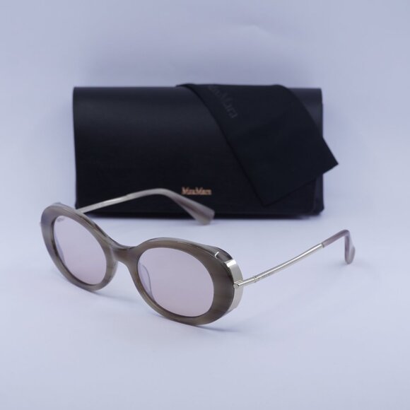MaxMara MALIBU10 MM0080 60G Oval Sunglasses - Beige/Gold/Brown - Picture 9 of 11